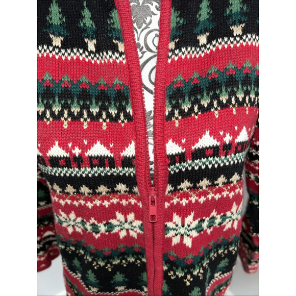 Tiara International Womens Sweater Cardigan Zip Up Red Winter Christmas Medium - Picture 3 of 8